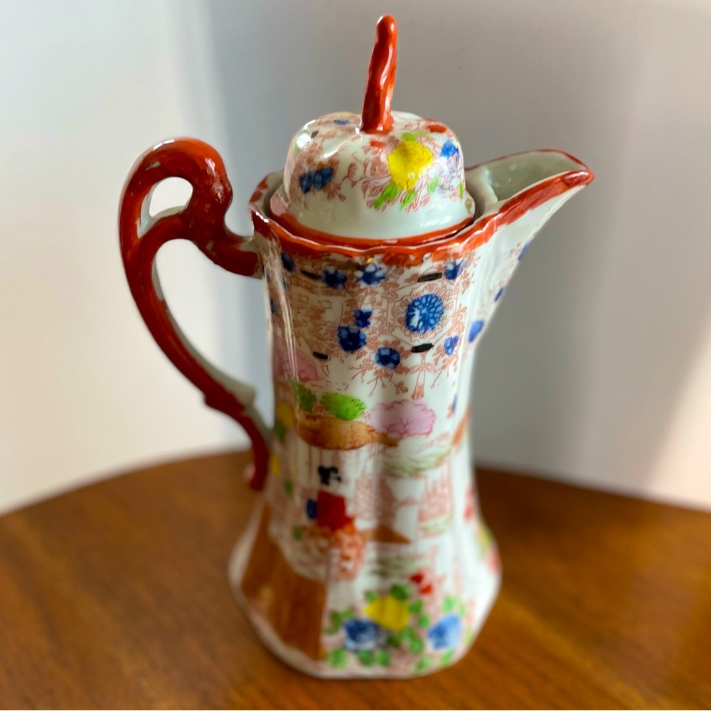 Vintage Japanese Kutani Porcelain Hand Painted Geisha Girl China Chocolate Pot